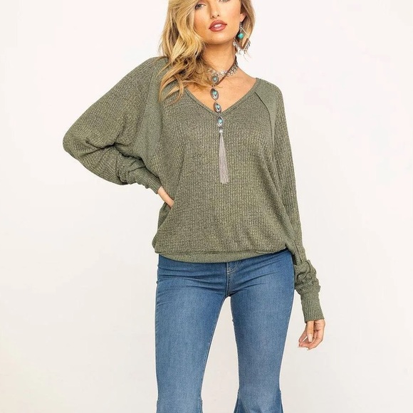 Free People Santa Clara Thermal In Ferngully Green Retail $78.00 - Picture 1 of 9